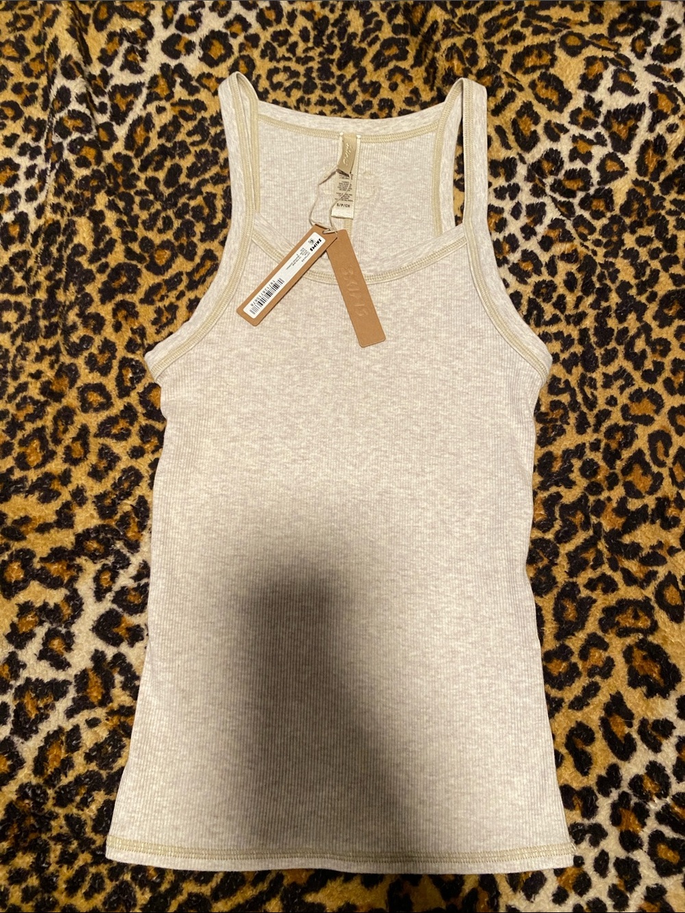 SKIMS Cotton Rib Tank in Heather Oatmeal